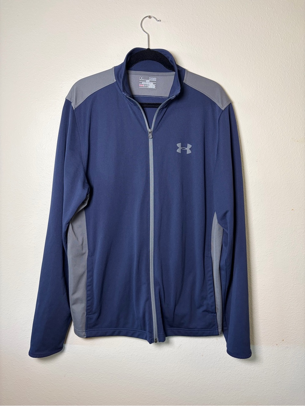 Under Armour HeatGear Men's Full Zip Track Jacket Blue Gray Loose Fit Sz XL